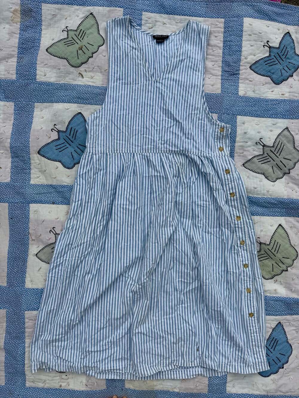 Vintage 90s Mizz Lizz Sleeveless Striped Cotton  Dress